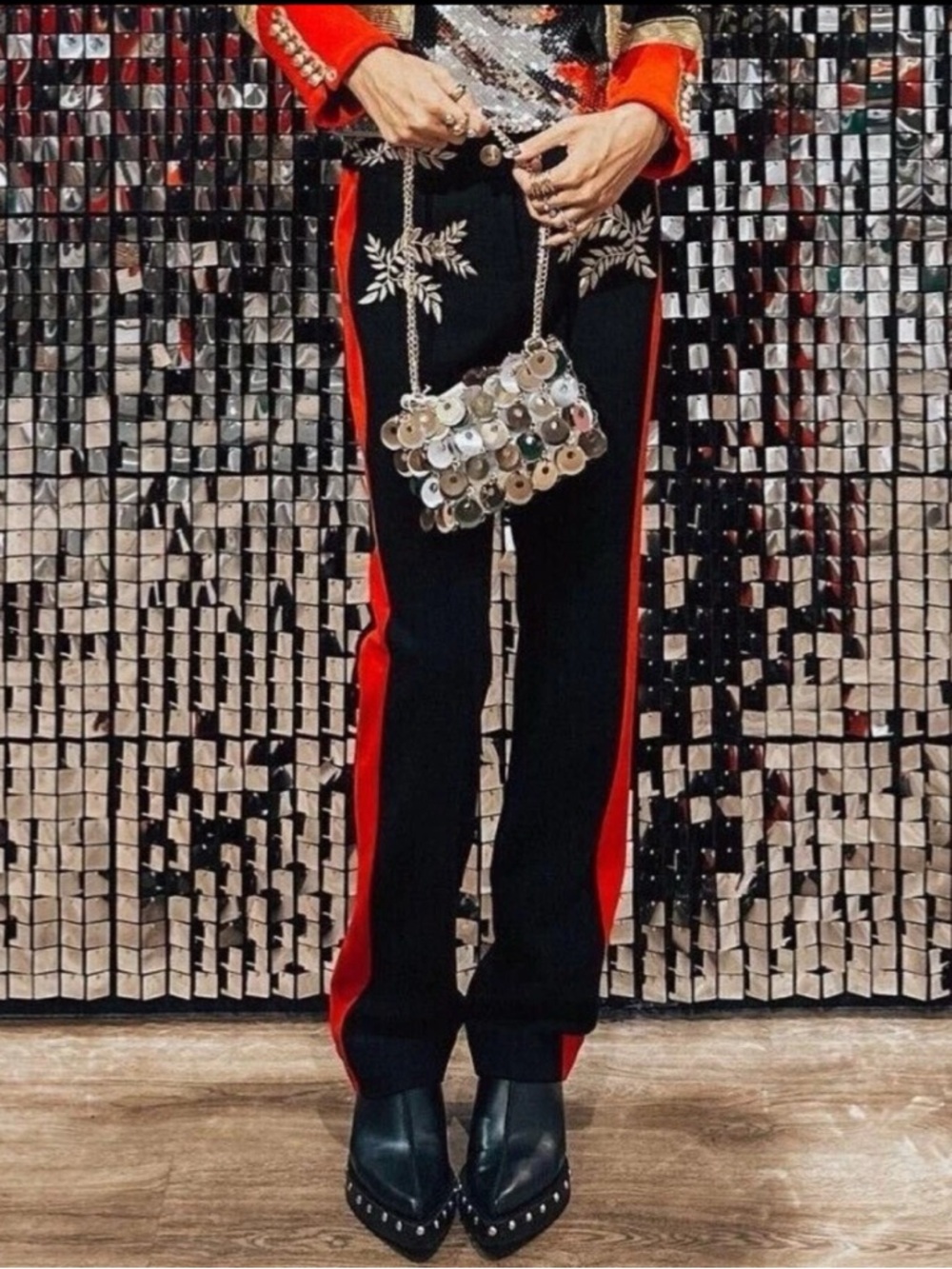 Rabanne x H&M Embroidered Wool Pants Size:4